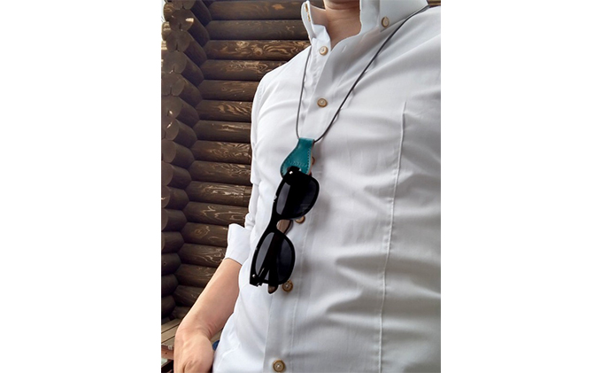 本革グラスホルダー　青