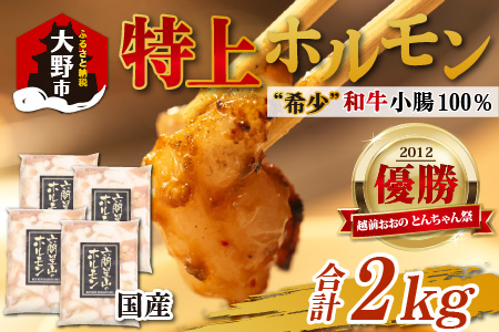 とんちゃん祭2012年優勝商品！特上ホルモン（和牛小腸100％）2kg（500g×4袋）[C-026001]