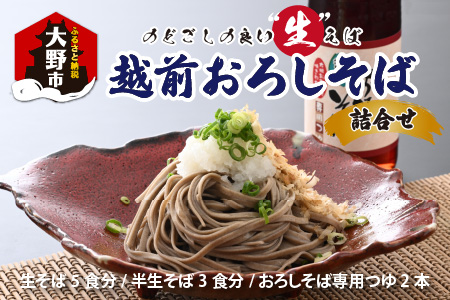 名水の里越前大野の「越前おろしそば”生そば”詰合せ」「老舗製麺所 石塚七左衛門商店の生そば」[A-011023]