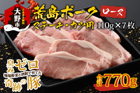 【福井のブランド豚肉】荒島ポーク ロース ステーキ・かつ用 770g[A-054003]