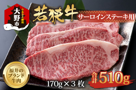 【福井のブランド牛肉】若狭牛 サーロインステーキ用   510g(170g×3枚)【4等級以上】[C-054002]