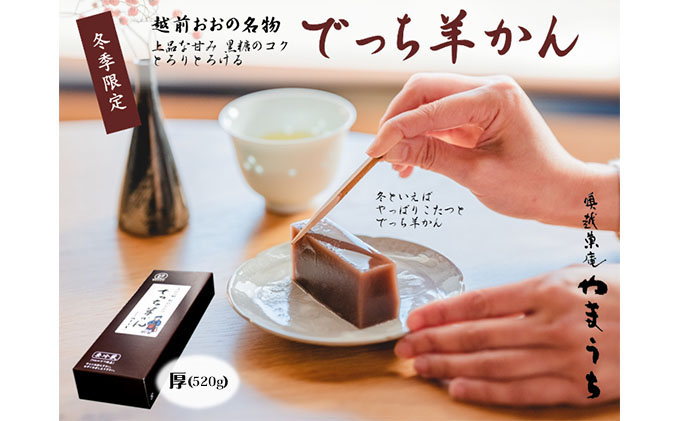 老舗和菓子店　福井県大野市冬の名物 でっち羊かん 厚サイズ（約520g）1本