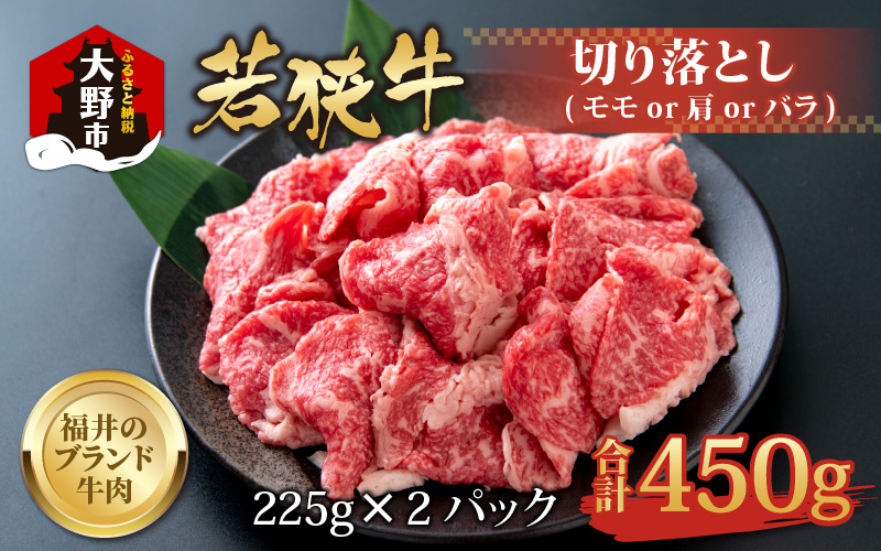 【福井のブランド牛肉】若狭牛切り落とし(モモor肩orバラ)  450g(225g×2パック)【4等級以上】[A-054015]