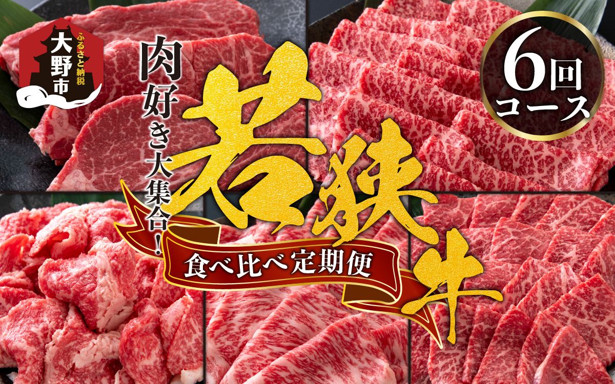 【肉の定期便×6回コース】肉好き大集合！若狭牛 食べ比べ 定期便！【福井のブランド牛肉】【4等級以上】[K-054002]