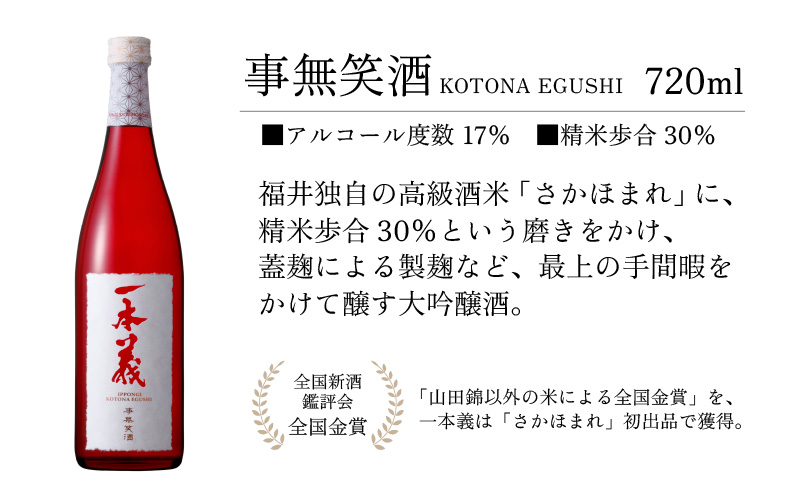 勝ち山日和セットC（一本義事無笑酒720ml 1本＆一本義辛爽系純米吟醸酒720ml 1本） [A-008045]