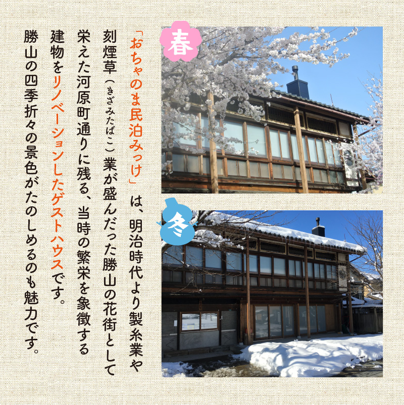 おちゃのま民泊 みっけ 宿泊補助券 3000円分 [A-056001]