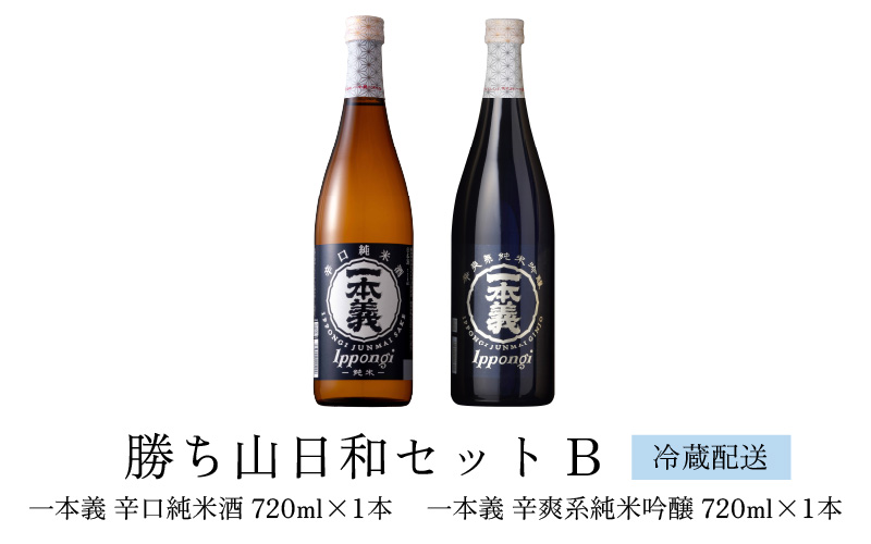 勝ち山日和セットB（一本義 辛口純米酒 720ml×1本 ＆ 一本義 辛爽系純米吟醸 720ml×1本） [A-008041]