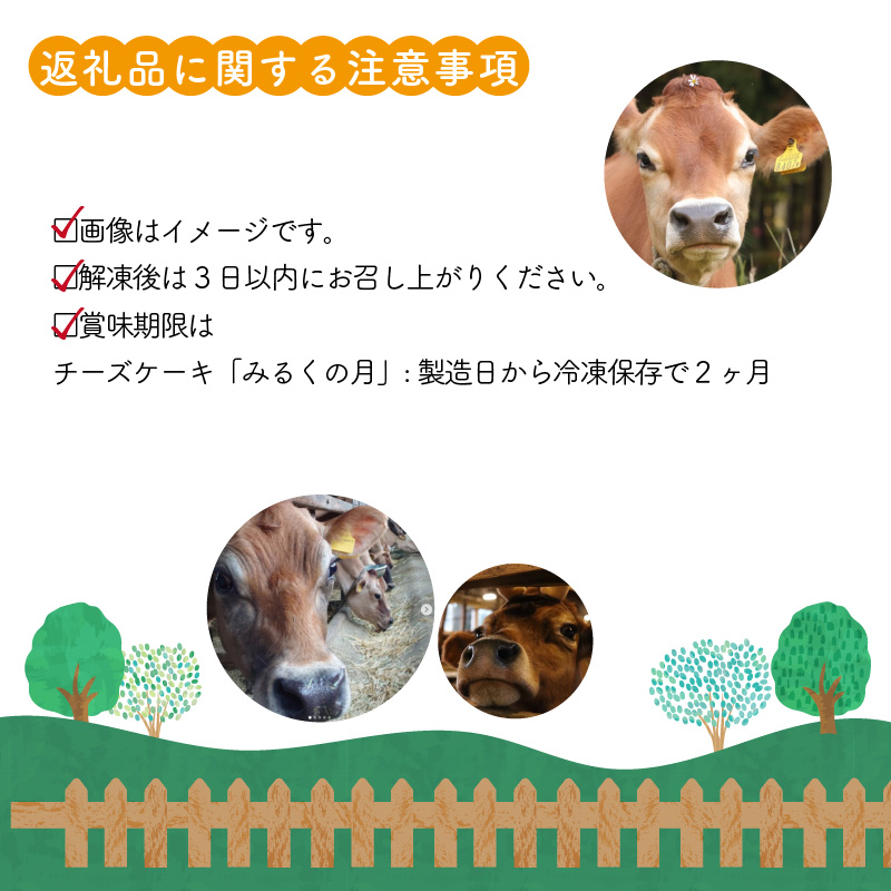ジャージー牛乳の濃厚な味わい！ラブリー牧場チーズケーキ「みるくの月」１個 [A-014003]