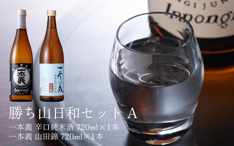勝ち山日和セットA（一本義 辛口純米酒 720ml×1本 ＆ 一本義 山田錦 720ml×1本） [A-008039]