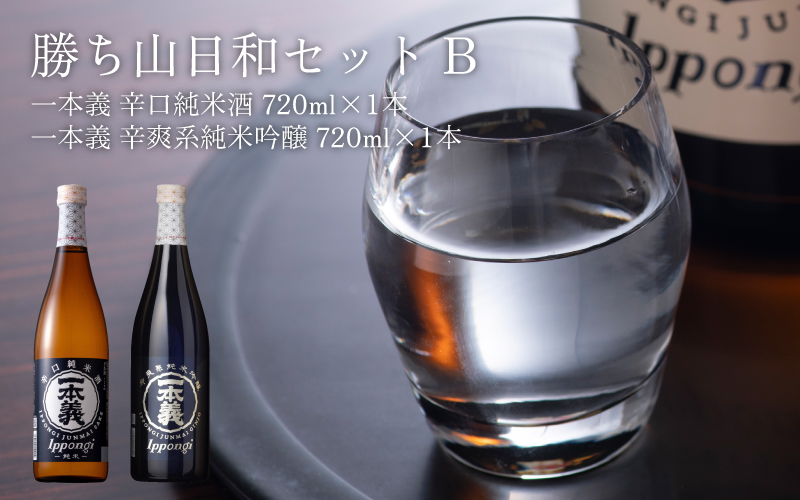 勝ち山日和セットB（一本義 辛口純米酒 720ml×1本 ＆ 一本義 辛爽系純米吟醸 720ml×1本） [A-008041]