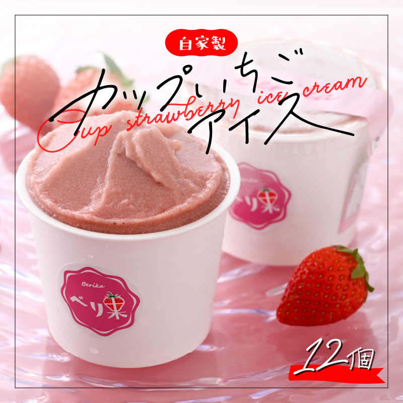自家製カップいちごアイス 12個 [A-045001]