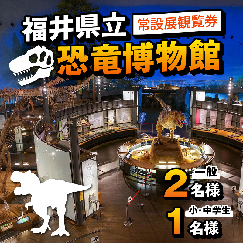 福井県立恐竜博物館 常設展観覧券 (一般 2名様と小・中学生 1名様) [A-048008]