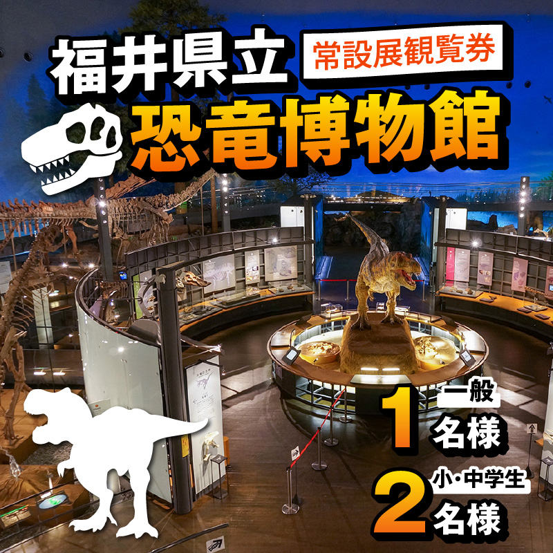 福井県立恐竜博物館 常設展観覧券 (一般 1名様と小・中学生 2名様) [A-048010]