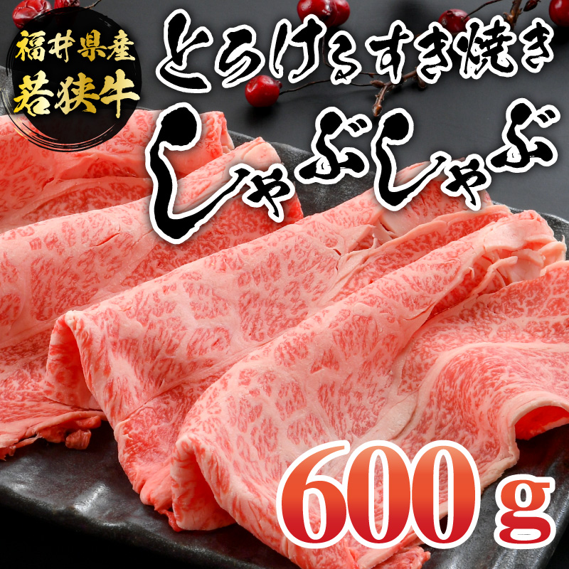 福井県内産若狭牛とろけるすき焼　しゃぶしゃぶ(600g) [B-012009]