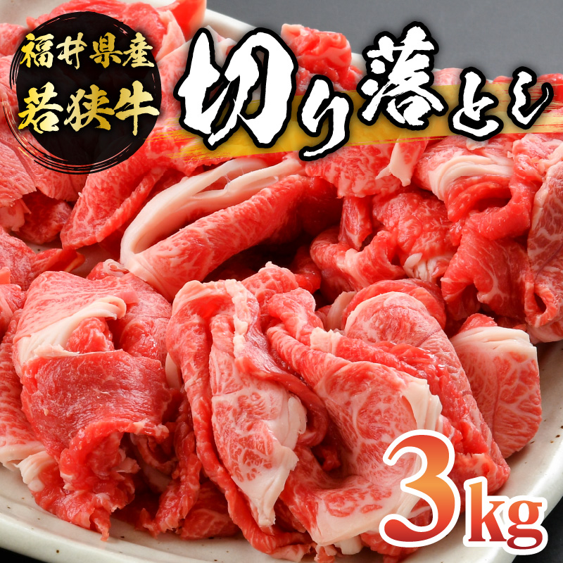 福井県内産若狭牛切り落とし(3kg) [F-012001]