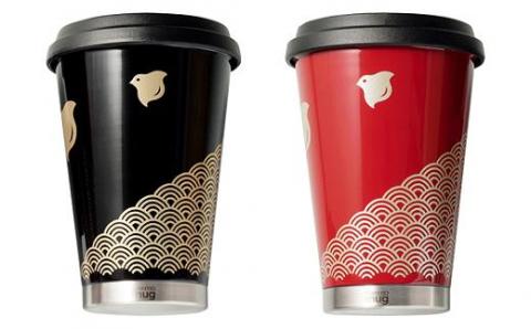 うるしモバイルタンブラー　波千鳥　黒 黒