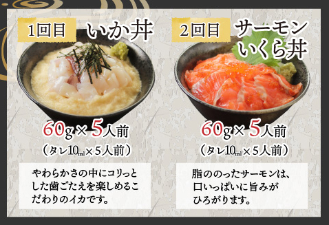 【6ヶ月連続お届け】【定期便】【刺身用】おまかせ海鮮丼の具 60g（タレ付）× 5人前 × 6回【最新の冷凍技術】