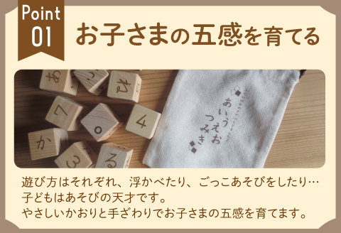 あいうえおつみき～福井県産ひのきの木のおもちゃ～