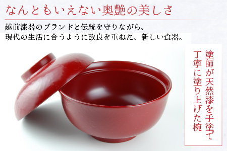 レンジが使える漆塗りのお椀 越前漆器こだち椀 朱 朱
