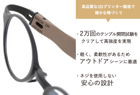 アウトドアにマッチする3Dプリンタ製老眼鏡 hammoc HM-R1 ボストン オリーブ +2.50 オリーブ 【度数】+2.50