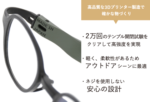 アウトドアにマッチする3Dプリンタ製老眼鏡 hammoc HM-R2 スクエア グレー +2.50 グレー 【度数】+2.50