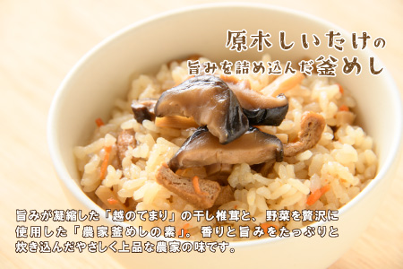農家釜めしの素 越のてまり原木椎茸と野菜 186ｇ(1袋）×5袋