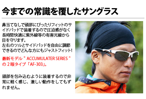 鼻パッドのない「エアフライ」＊男女兼用　AF-303モデル　ブラック　偏光レンズ装着版 ブラック