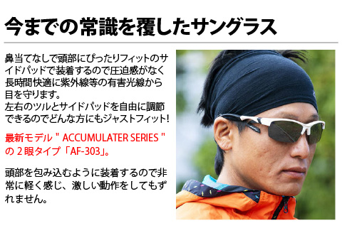 鼻パッドのない「エアフライ」＊男女兼用　AF-303モデル　ブルー　偏光レンズ装着版 ブルー