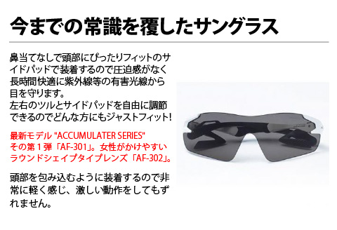 鼻パッドのない「エアフライ」＊男女兼用　AF-301モデル　ホワイト　偏光レンズ装着版 ホワイト