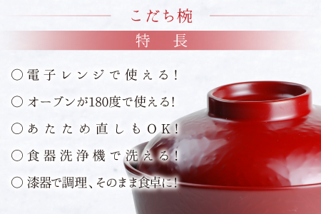 レンジが使える漆塗りのお椀 越前漆器こだち椀 朱 朱