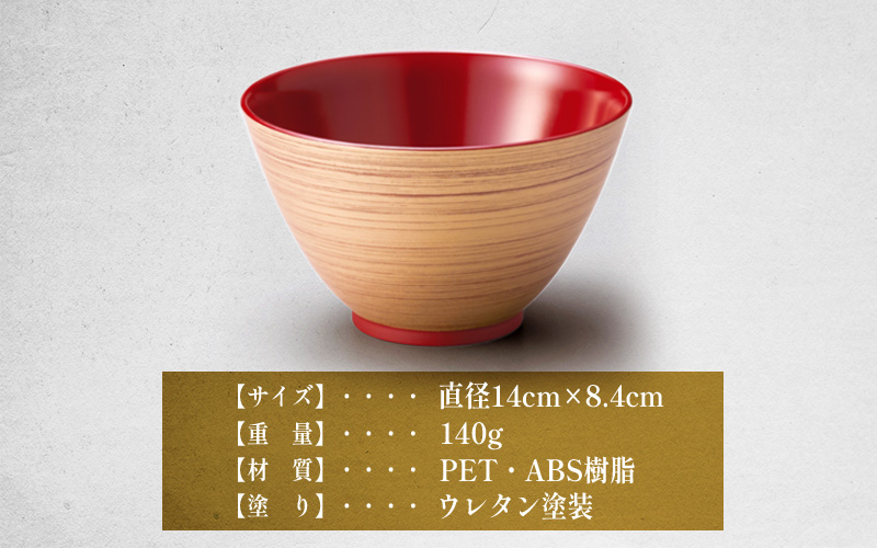 金刷毛多用大椀 φ14×8.4cm 食洗機・レンジ対応 吟朱 吟朱