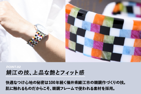 ＜付け替え用バングルのみ＞鯖江発！眼鏡職人が作った新感覚の腕時計 バングルウォッチ40　モザイクカラー モザイクカラー