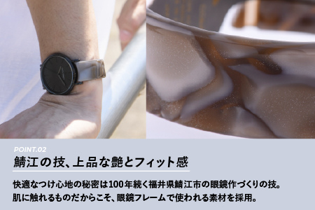 ＜付け替え用バングルのみ＞鯖江発！眼鏡職人が作った新感覚の腕時計 バングルウォッチ40　グレーマーブル グレーマーブル