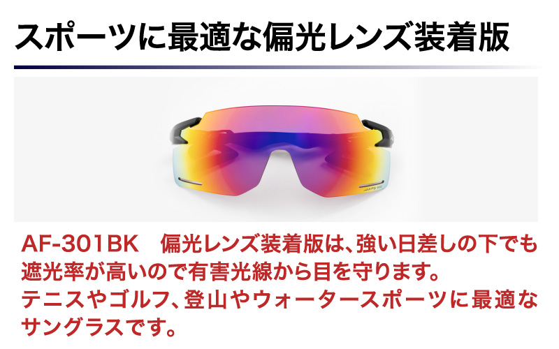 「エアフライ」AF-301BKモデル　偏光レンズ装着版 C-3 BKPGM マットブラック マットブラック