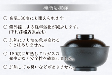 レンジが使える漆塗りのお椀 越前漆器こだち椀 黒 黒
