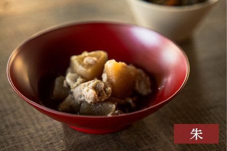 越前硬漆　上弦鉢　朱 朱