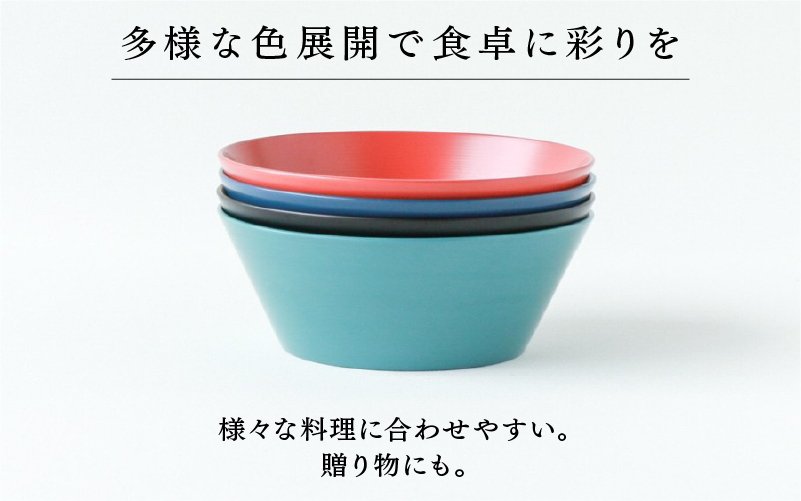 【RIN&CO.】越前硬漆 深ボウルM  サーモンピンク（R-02）/ 刷毛目技法 軽く丈夫な漆塗りの器＜越前漆器＞ サーモンピンク（R-02）