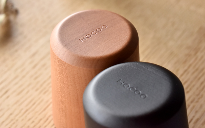【Hacoa】食卓に温もりを添える天然木チェリーのコップ ダークブラウン「Wooden Cup」 ダークブラウン