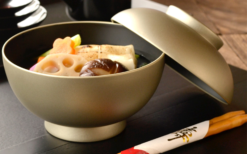 4.6寸 雑煮椀 蓋付き モダン 食洗機対応 銀地 銀地