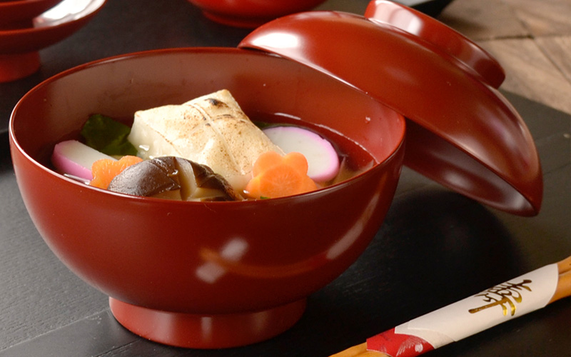 4.6寸 雑煮椀 蓋付き モダン 食洗機対応　朱 朱