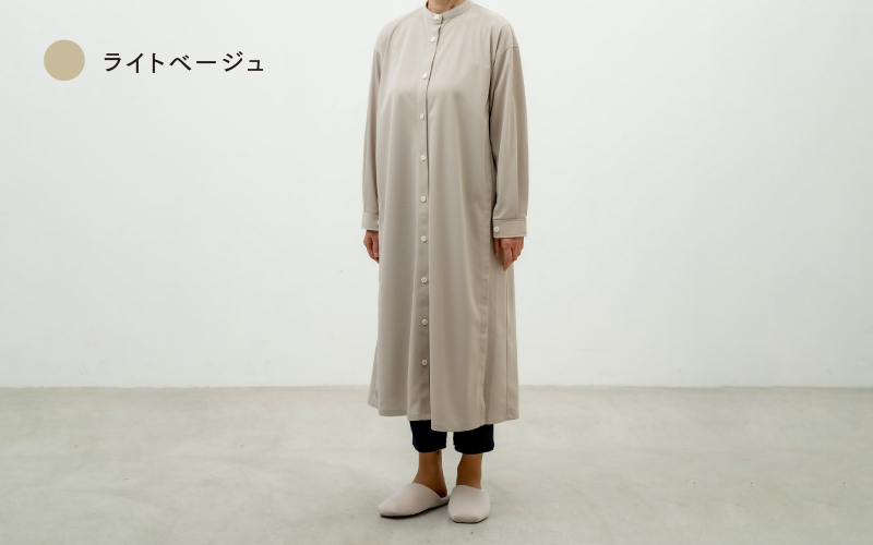 スタンドカラーシャツワンピース  ライトベージュM-L / keamu ライトベージュ M-L