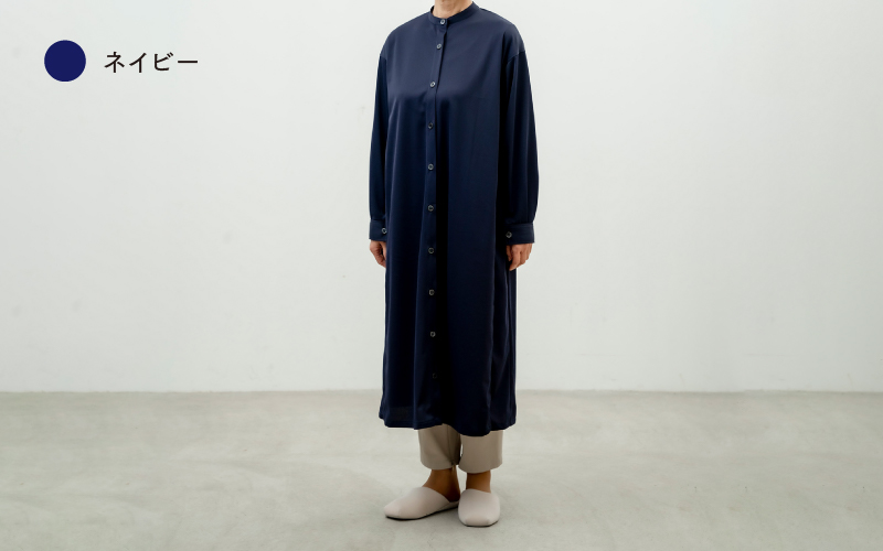 スタンドカラーシャツワンピース  ネイビーM-L / keamu ネイビー M-L