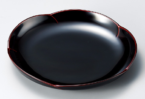 花こころ大皿 溜 φ27×4cm 漆塗り  溜