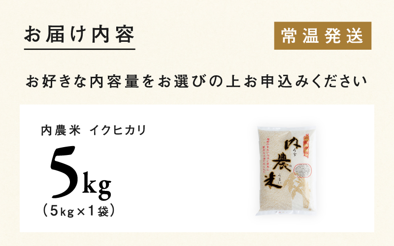 【令和7年産】 福井県産 内農米 イクヒカリ 5kg 内農米 イクヒカリ 5kg