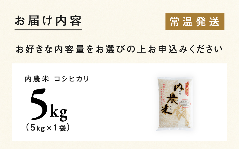 【令和7年産】福井県産 内農米コシヒカリ 5kg 内農米　コシヒカリ　5ｋｇ
