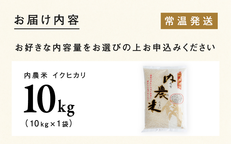 【令和7年産】福井県産 内農米 イクヒカリ 10kg 内農米 イクヒカリ 10kg