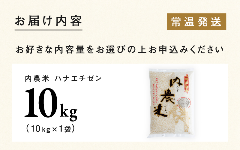 【令和7年産】福井県産 内農米 ハナエチゼン 10kg 内農米 ハナエチゼン 10kg