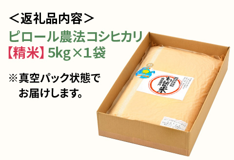 【令和7年産】ピロール農法 コシヒカリ精米5kg  真空パック