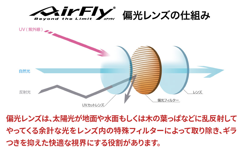 「エアフライ」AF-301BKモデル　偏光レンズ装着版 C-3 BKPGM マットブラック マットブラック