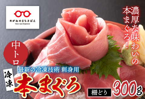 【刺身用】本マグロ 中トロ 300g（柵どり）【最新の冷凍技術】 300g